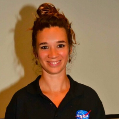 Valerie Payre poses with Mars Model